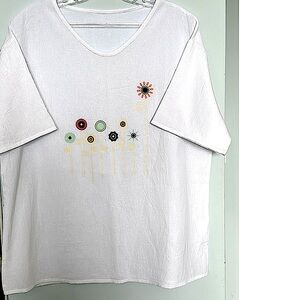 White Floral Embroidered Women's Top